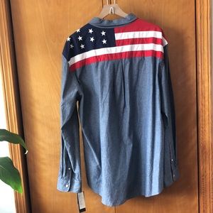 Vintage y2k Men’s Tommy Hilfiger Button Down American Flag Shirt XXL NWT